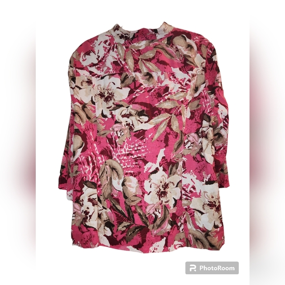 CJ BANKS  SIZE 1X linen/rayon blend , 3/4 sleeve button front jacket. - Picture 2 of 8